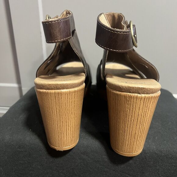 Dansko Demetra Chocolate Brown Peep Toe Teak Vintage Pull Up Sandals 42 US 11.5 - Picture 3 of 9